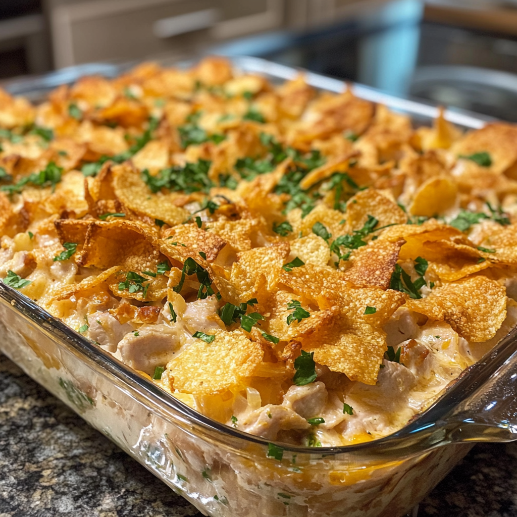 tuna casserole with potato chips